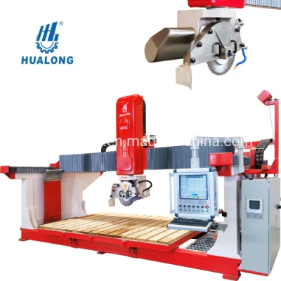 Hualong Stone Machinery Hknc-650 5 軸 CNC 石切断ブリッジソー 花崗岩大理石珪岩ベンチ墓石用